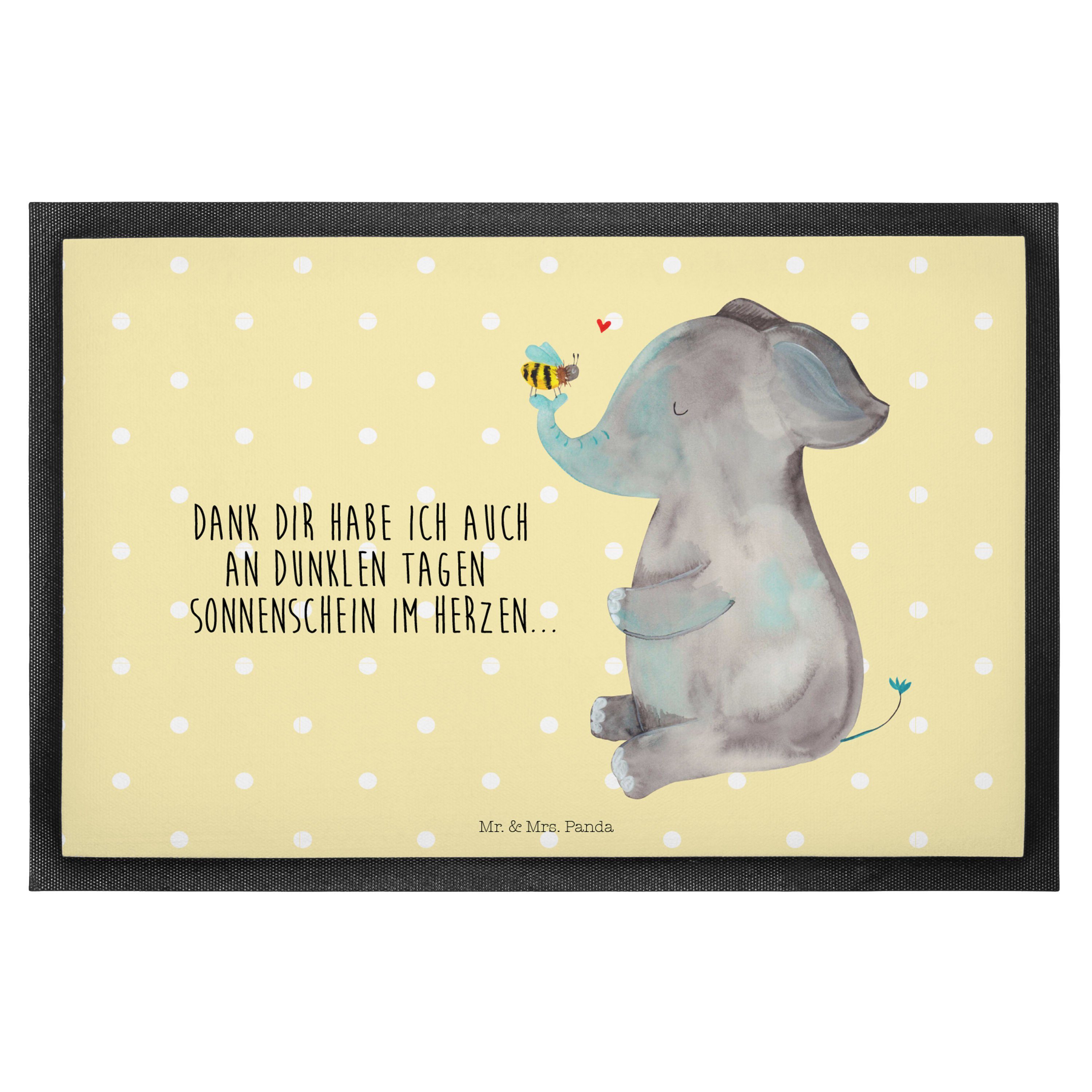 Fußmatte Elefant & Biene Gelb Pastell Geschenk, lustige Sprüche